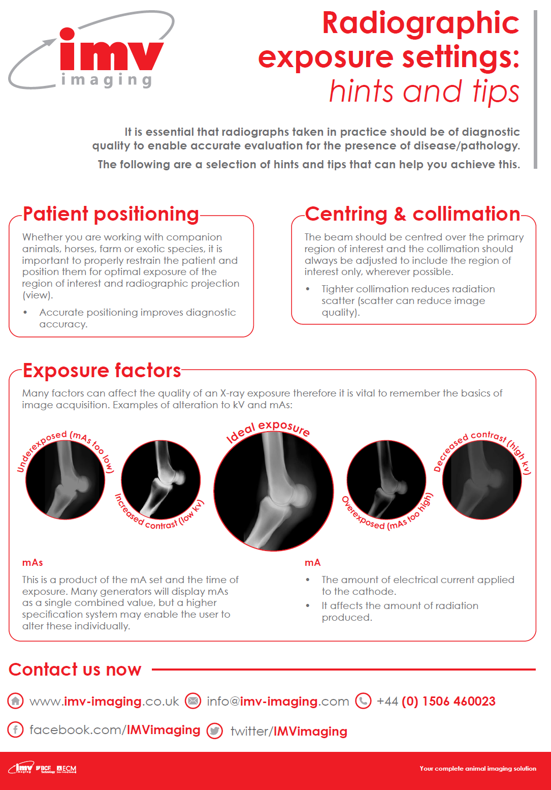 Radiographic exposure settings hints and tips IMV imaging USA
